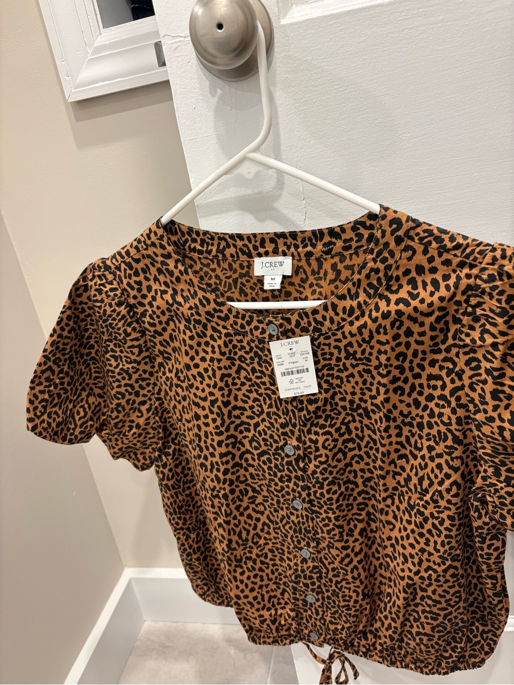 J. Crew Factory Leopard Print Button-Front Top - Brown/Black
